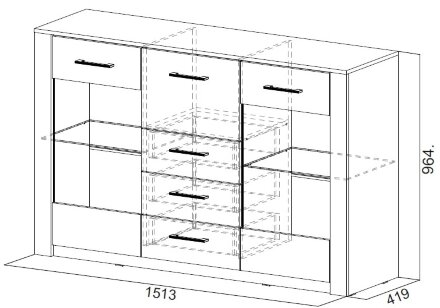 Комод 3 ящика двухстворчатый Гамма 20 (серия 4) 