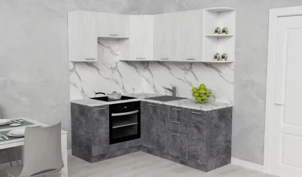 Модульная кухня АТР, цемент светлый/цемент темный (150х170 см)  