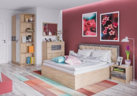 Шкаф 3-х створчатый Мадлен (дуб сонома/дуб шале серебро)  