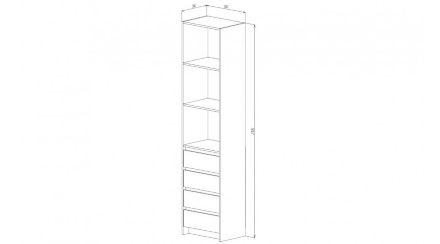 Стеллаж 4 ящика Бостон, Анкор светлый 